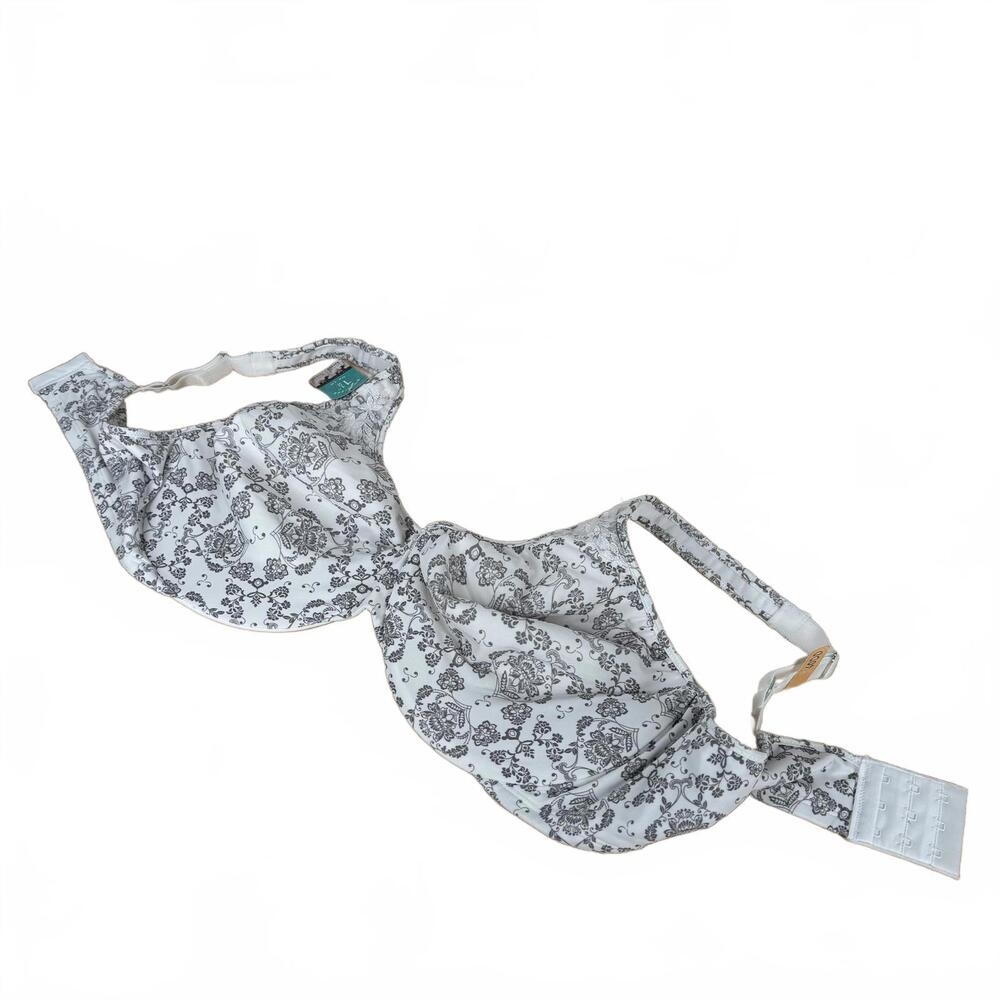 Bali New White and Gray Floral Print Bra‎ Size 40DD NWT Minimizer Adjustable